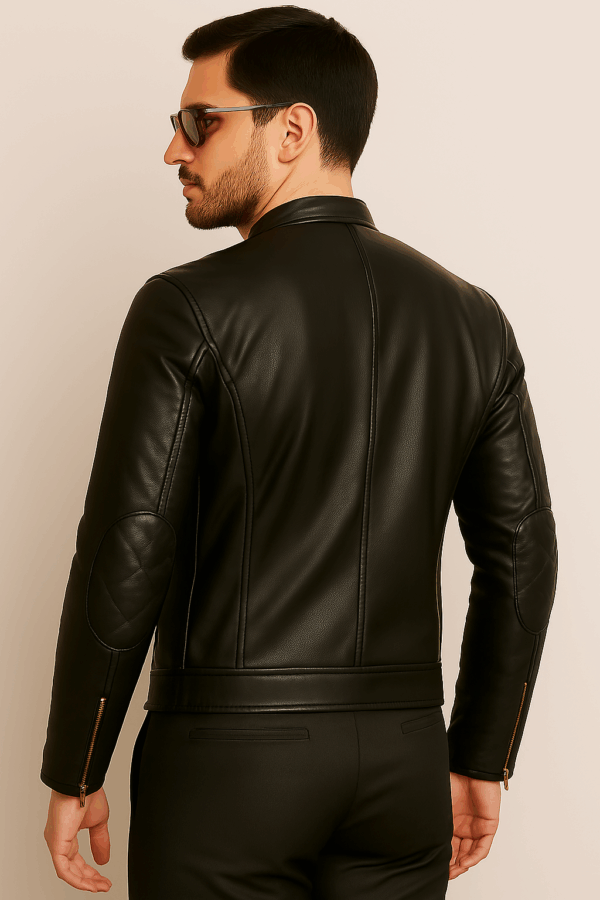 Men’s Classic Black Sport Leather Jacket - Image 6