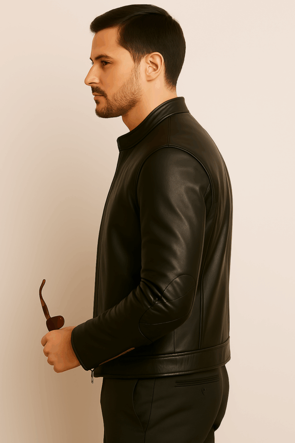 Men’s Classic Black Sport Leather Jacket - Image 8