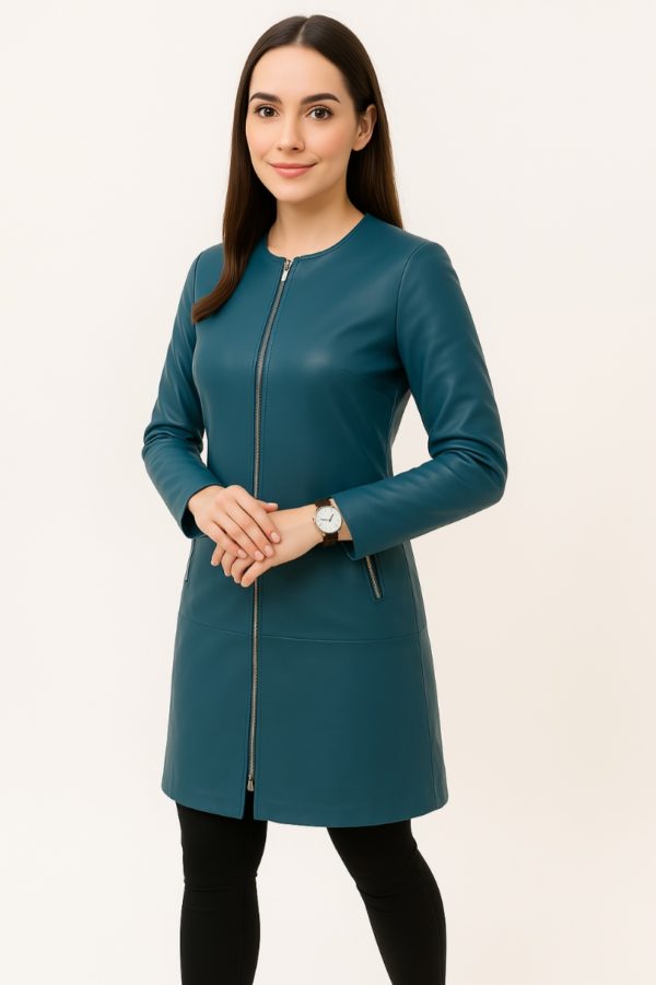 Women’s Elegant Black Sheepskin Leather Coat - Image 13