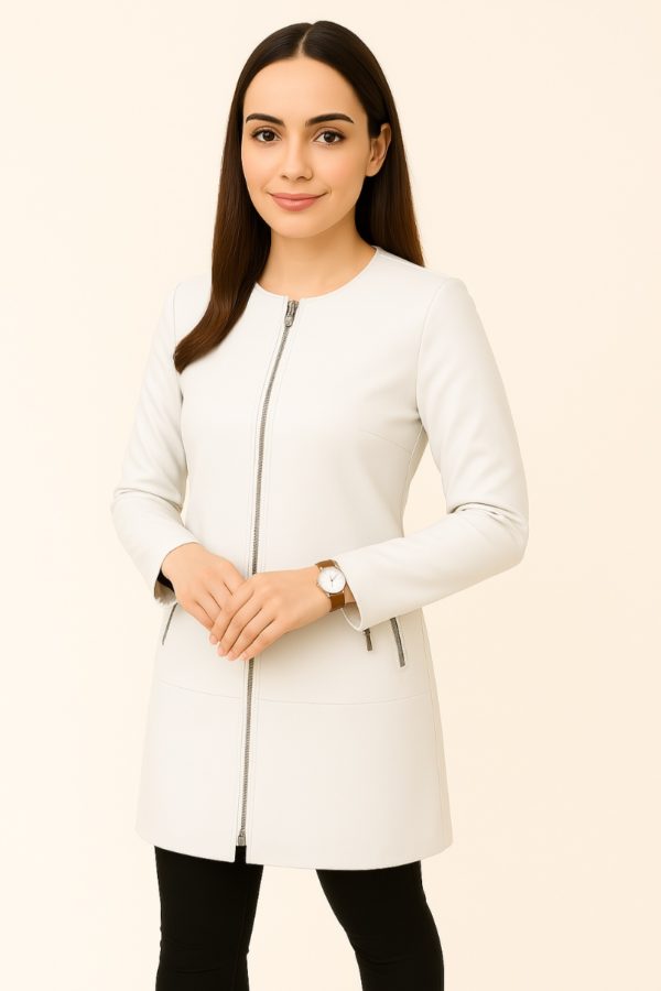 Women’s Elegant Black Sheepskin Leather Coat - Image 11