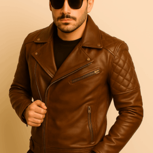 Classic Brown Leather Biker Jacket Brando Style