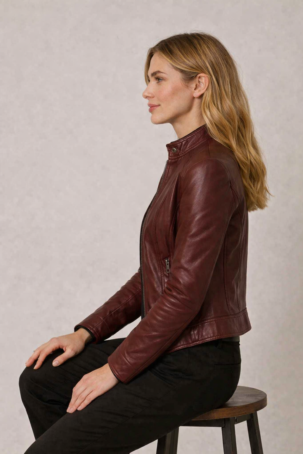 Classic Brown Cafe Racer Leather Jacket - Image 10