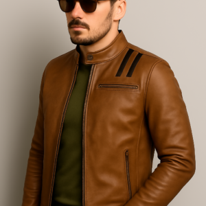 Classic Distressed Brown Leather Jacket