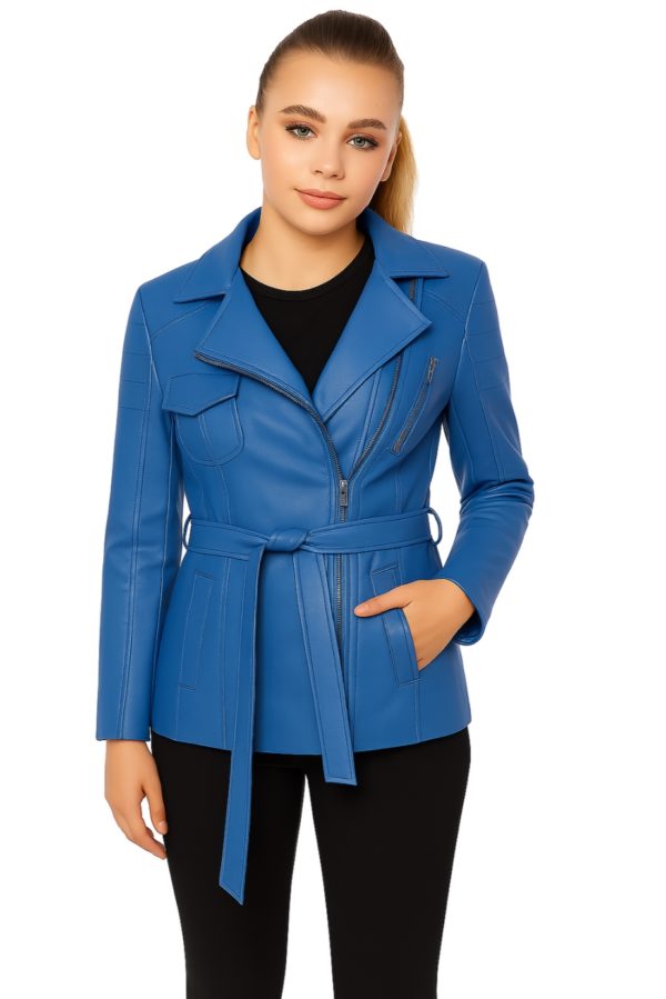 Classic Women’s Beige Real Leather Trench Coat - Image 12