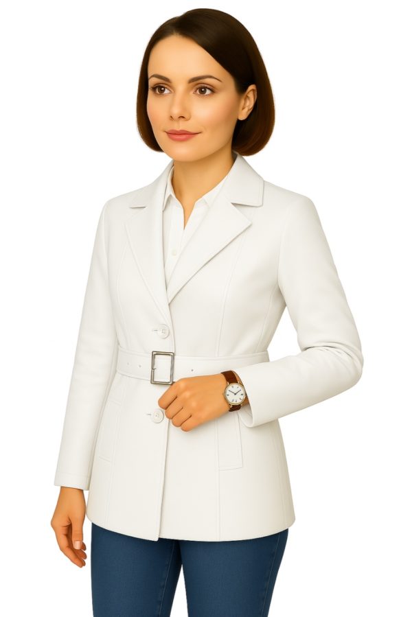 Elegant Women’s Long Gray Leather Coat – 100% Genuine Leather - Image 9
