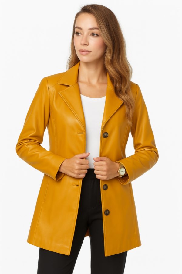 Elegant Women’s Long Gray Leather Coat – 100% Genuine Leather - Image 13