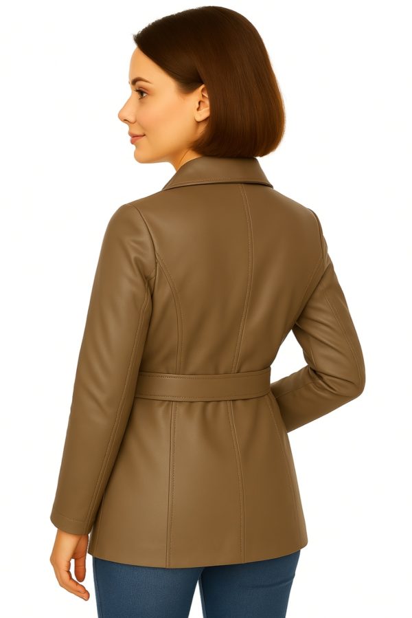 Elegant Women’s Long Gray Leather Coat – 100% Genuine Leather - Image 7