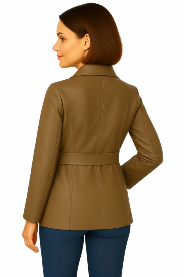 Elegant Women’s Long Gray Leather Coat – 100% Genuine Leather - Image 8