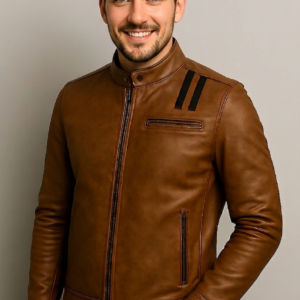 Classic Distressed Brown Leather Jacket