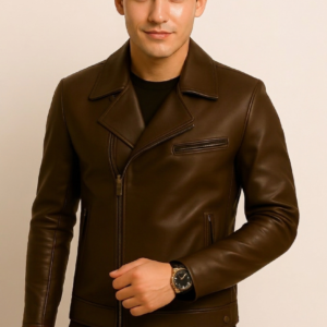 Men’s Classic Brown Brando Biker Leather Jacket