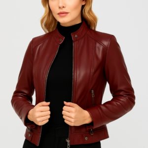 Luxury Waxed Maroon Leather Jacket