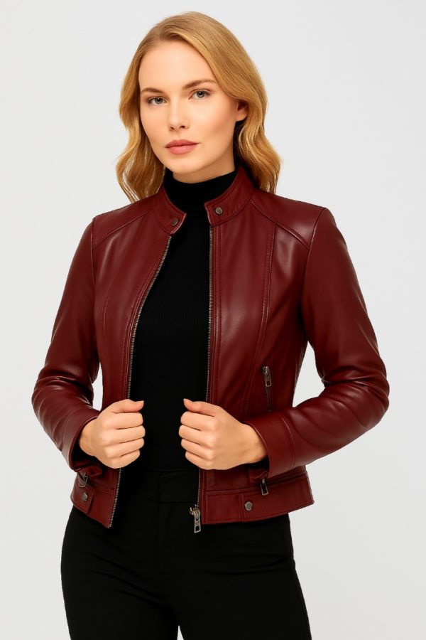 Luxury Waxed Maroon Leather Jacket