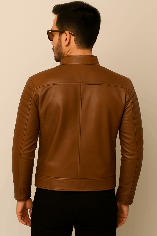 Classic Distressed Brown Leather Jacket - Image 8