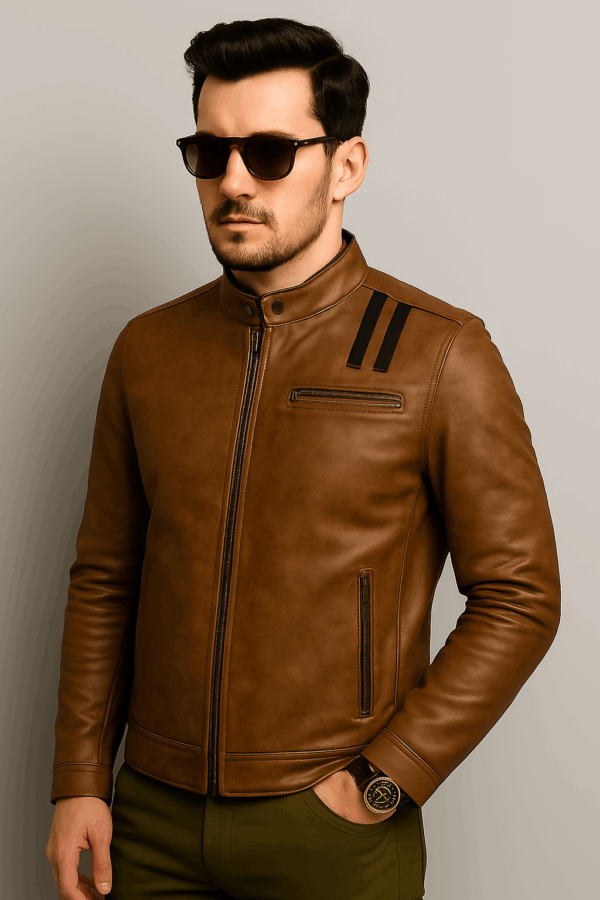 Classic Distressed Brown Leather Jacket - Image 7