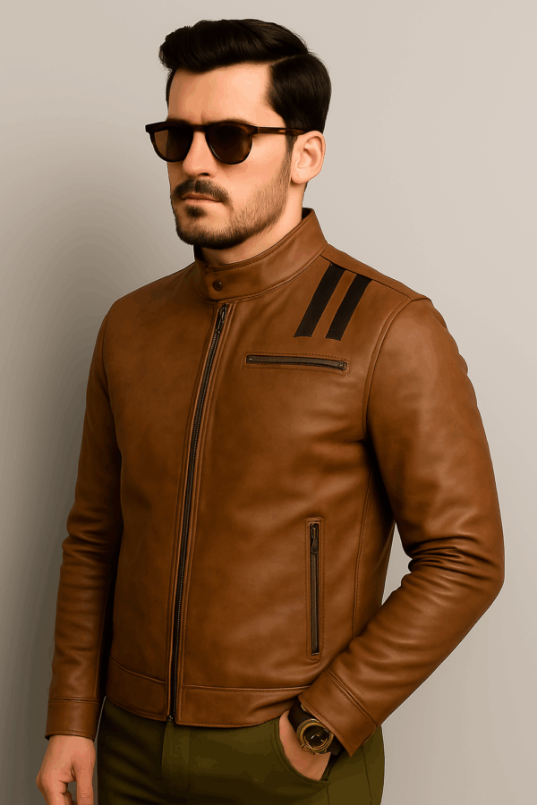 Classic Distressed Brown Leather Jacket - Image 6