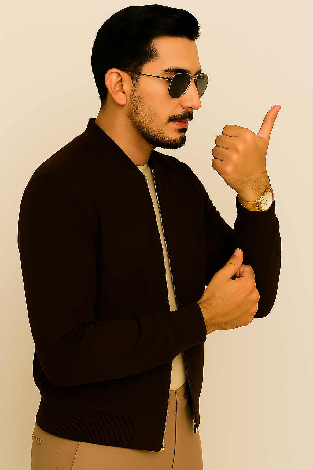 Men’s Classic Dark Brown Suede Leather Bomber Jacket - Image 11