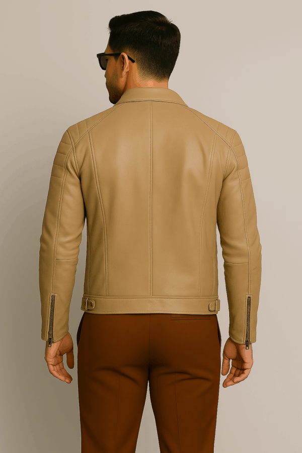 Men’s Trendy Leather Sports Jacket Skin Shade - Image 3