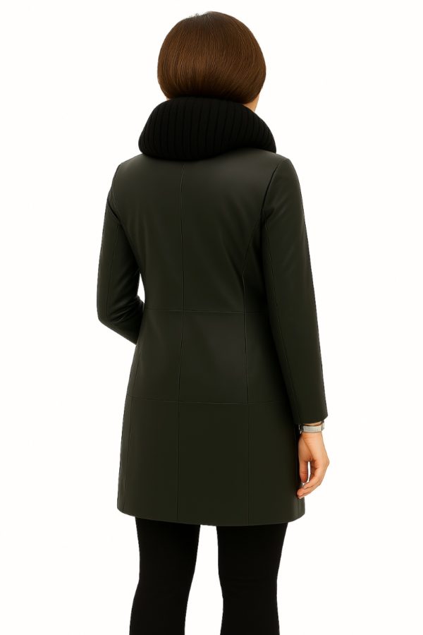 New Black  Women’s  Faux-Fur  Leather Coat - Image 6