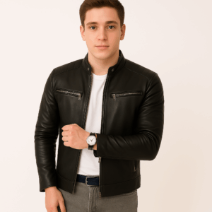 Men’s Classic Black Sport Leather Jacket