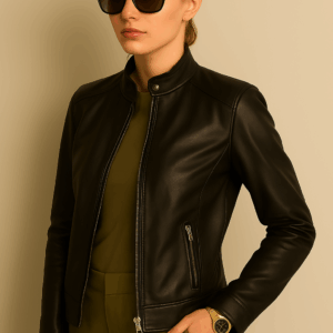 Genuine Sheepskin Leather Biker Jacket for Women