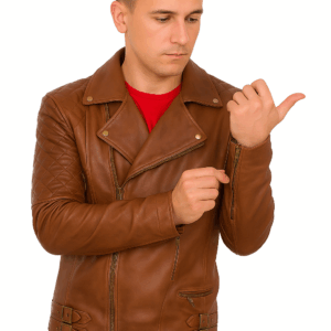 Classic Brown Leather Biker Jacket Brando Style