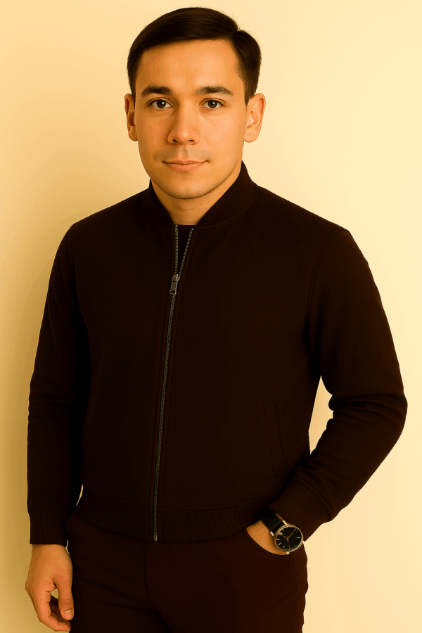 Men’s Classic Dark Brown Suede Leather Bomber Jacket