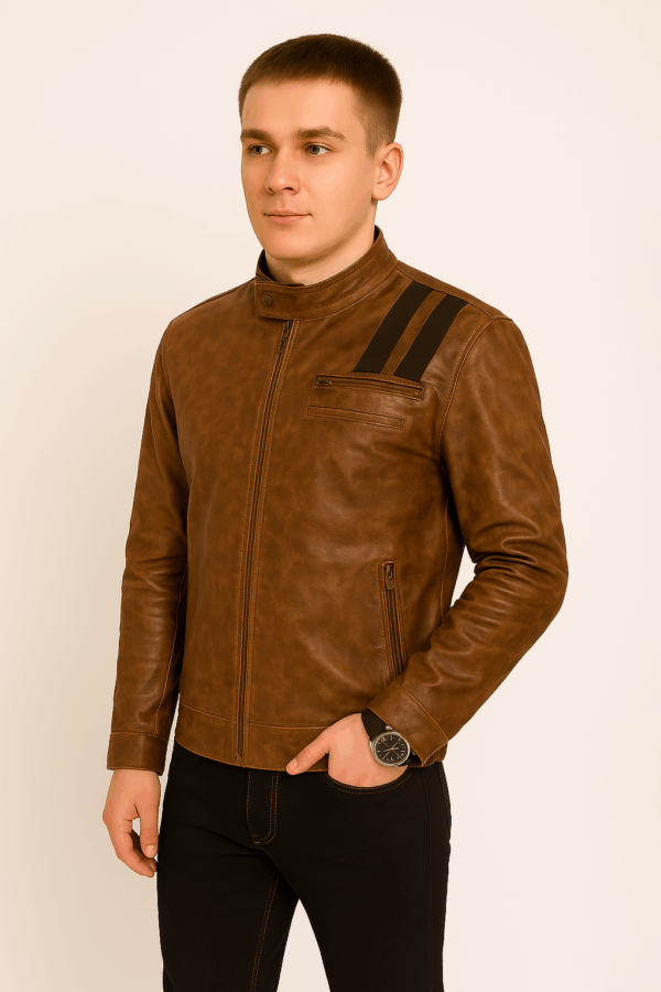 Classic Distressed Brown Leather Jacket