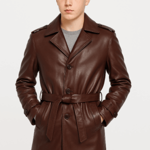 Luxury Maroon Genuine Leather Topcoat