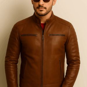 Men’s Brown Leather Café Racer Jacket