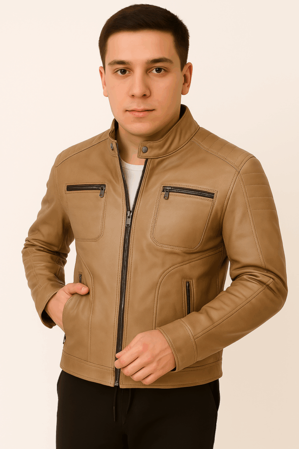 Men’s Trendy Leather Sports Jacket Skin Shade