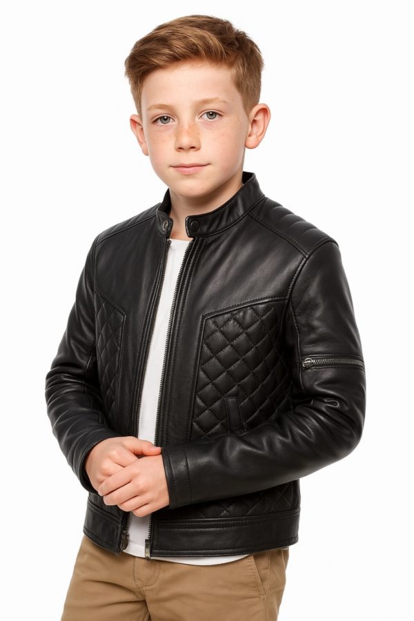 Men’s Black Quilted Leather Jacket – Modern & Stylish - Image 8