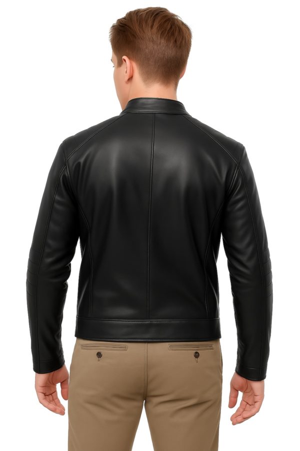 Men’s Black Quilted Leather Jacket – Modern & Stylish - Image 9