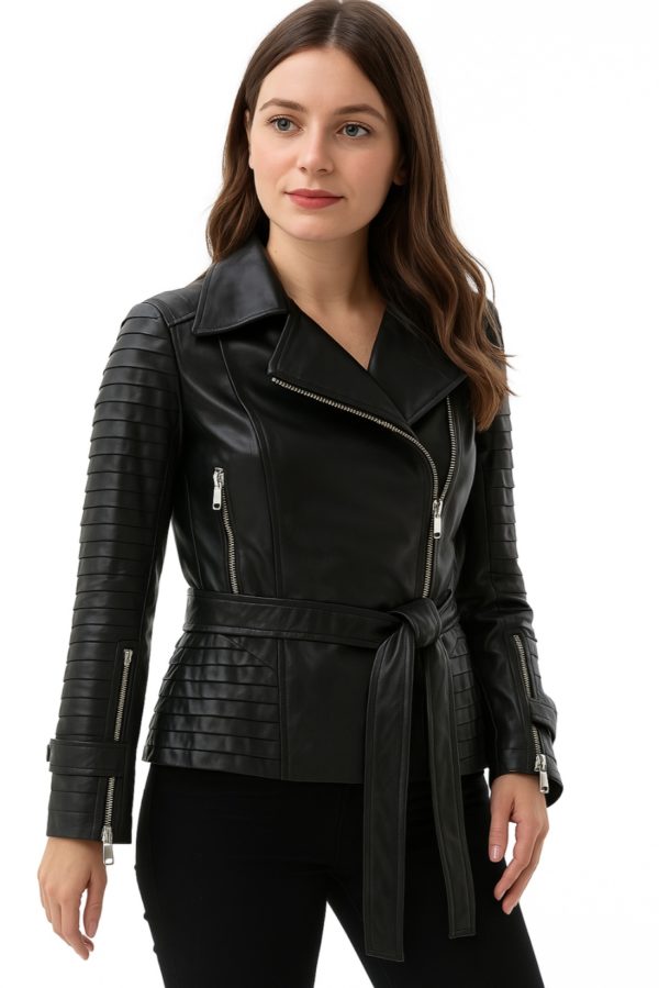 NEW Classic Black Women’s Leather Coat - Image 6