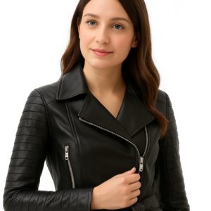 NEW Classic Black Women’s Leather Coat