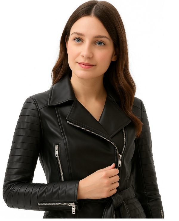 NEW Classic Black Women’s Leather Coat