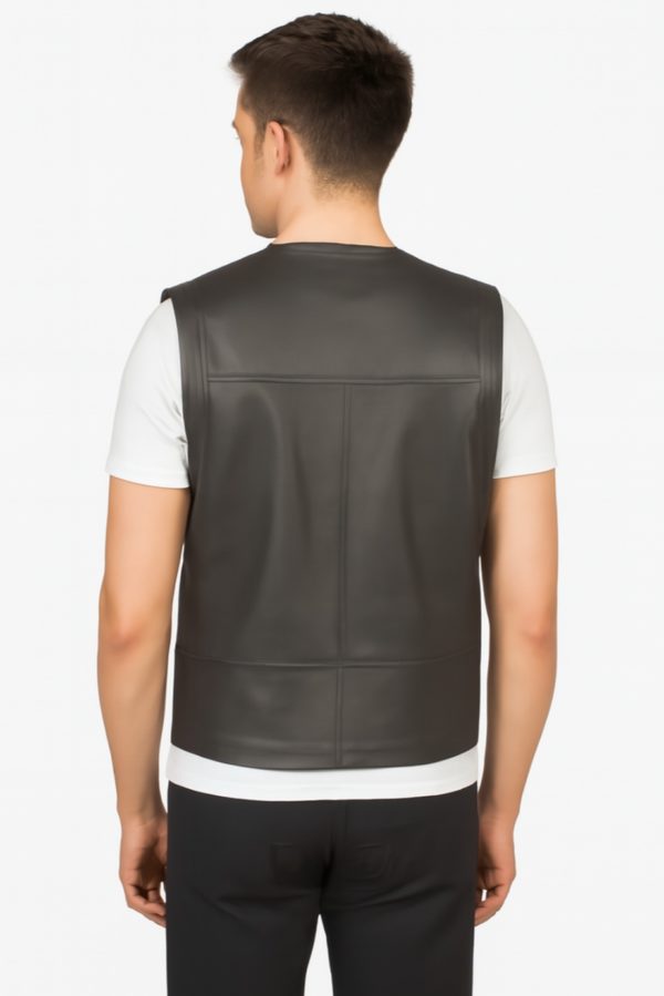 NEW Safari Brown& Black Leather Vest - Image 5