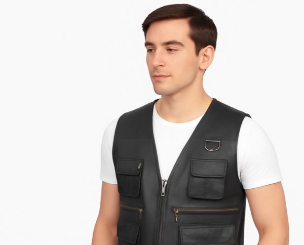 NEW Safari Brown& Black Leather Vest