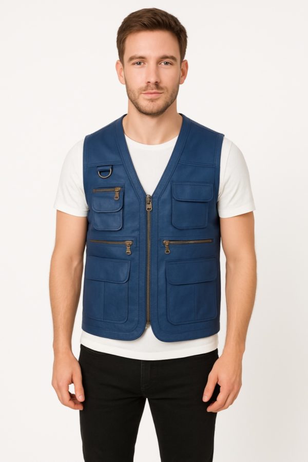NEW Safari Brown& Black Leather Vest - Image 8