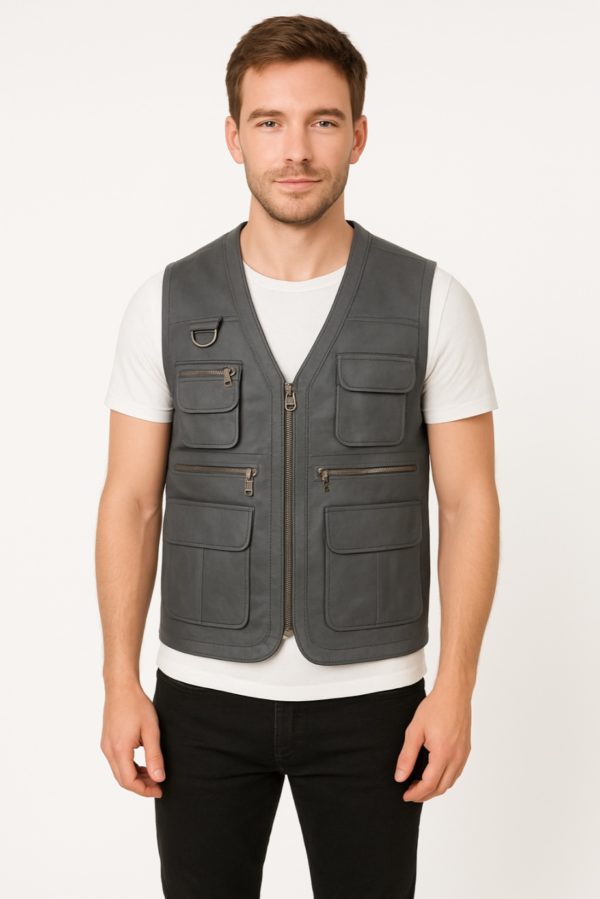NEW Safari Brown& Black Leather Vest - Image 6