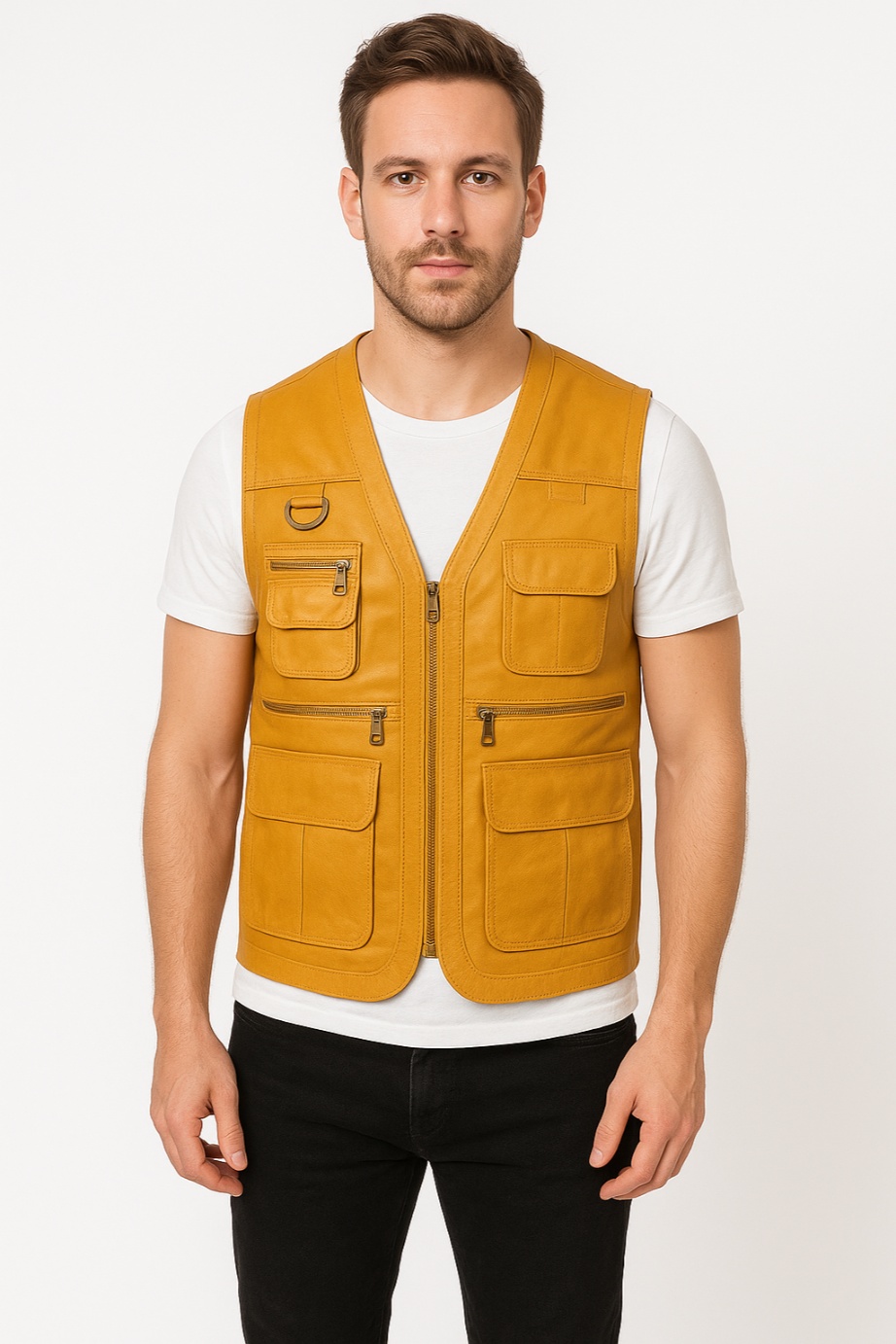 NEW Safari Brown& Black Leather Vest - Image 11