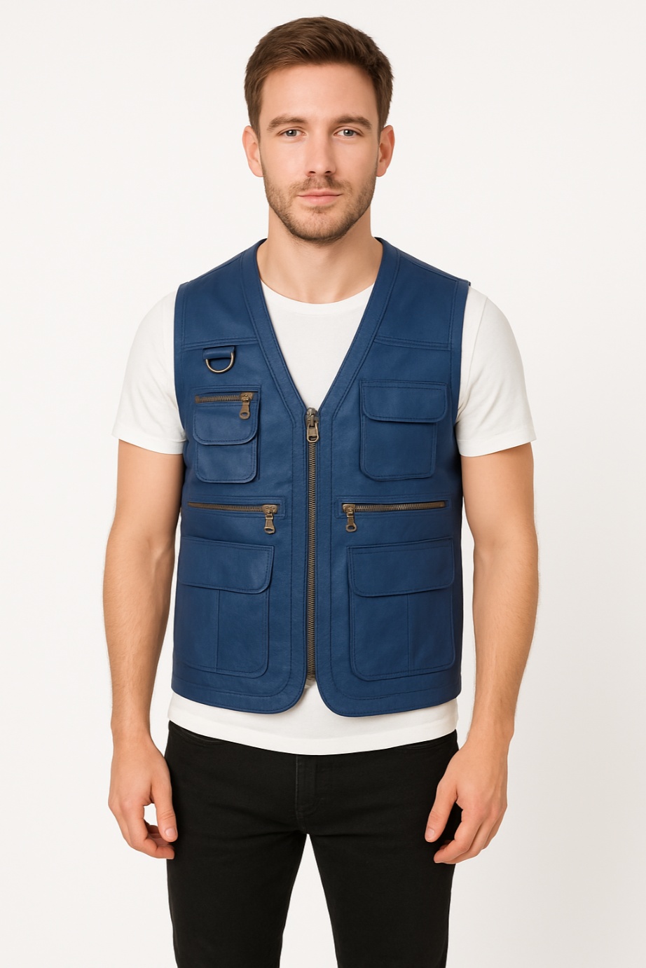 NEW Safari Brown& Black Leather Vest - Image 9