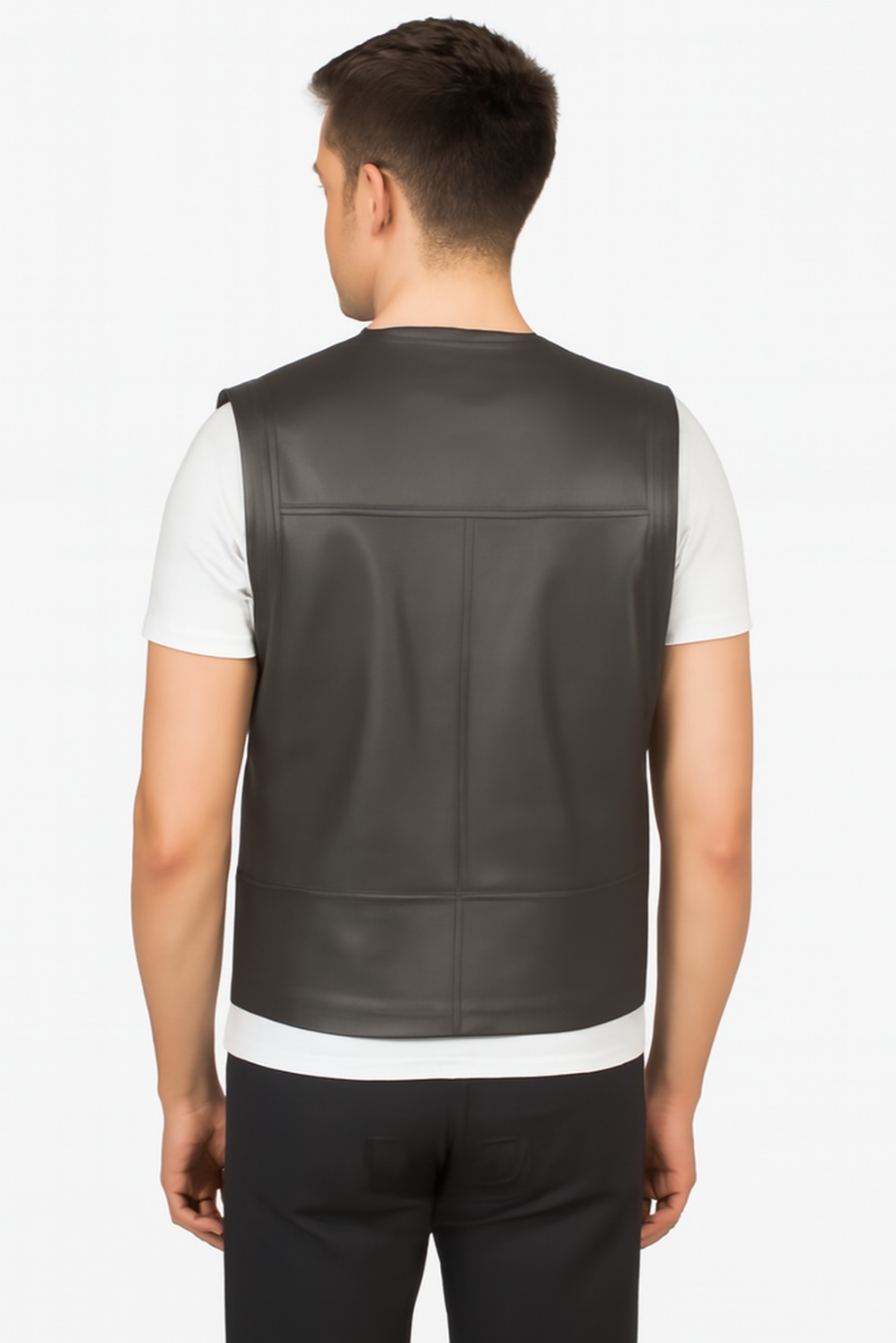 NEW Safari Brown& Black Leather Vest - Image 3