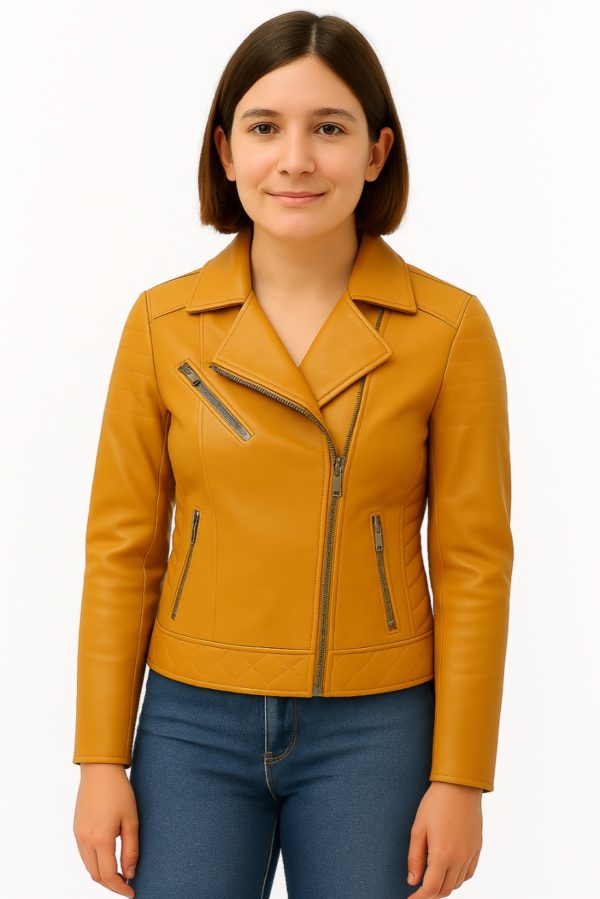 New Biker Style Women Red-Colored Leather Jacket - Image 9