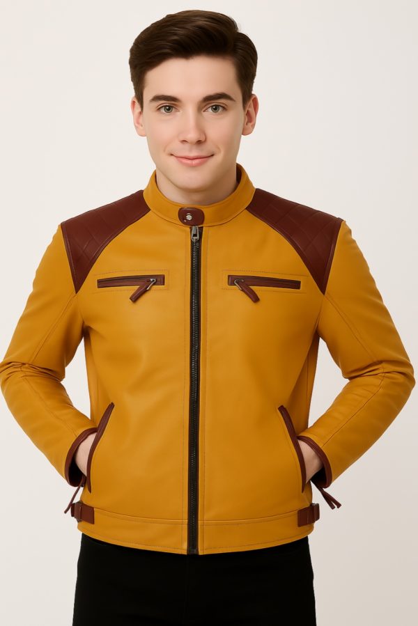New Black and Maroon Leather Jacket for Men - Image 11