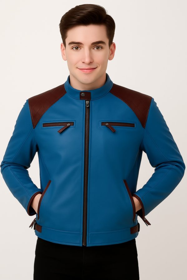New Black and Maroon Leather Jacket for Men - Image 12