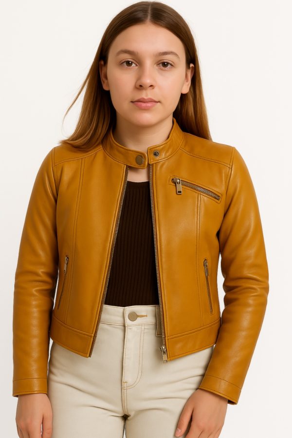New Brown Motorcycle Leather Jacket for Women - Image 13