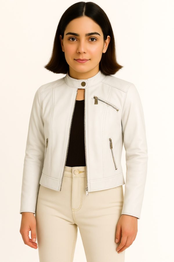 New Brown Motorcycle Leather Jacket for Women - Image 10