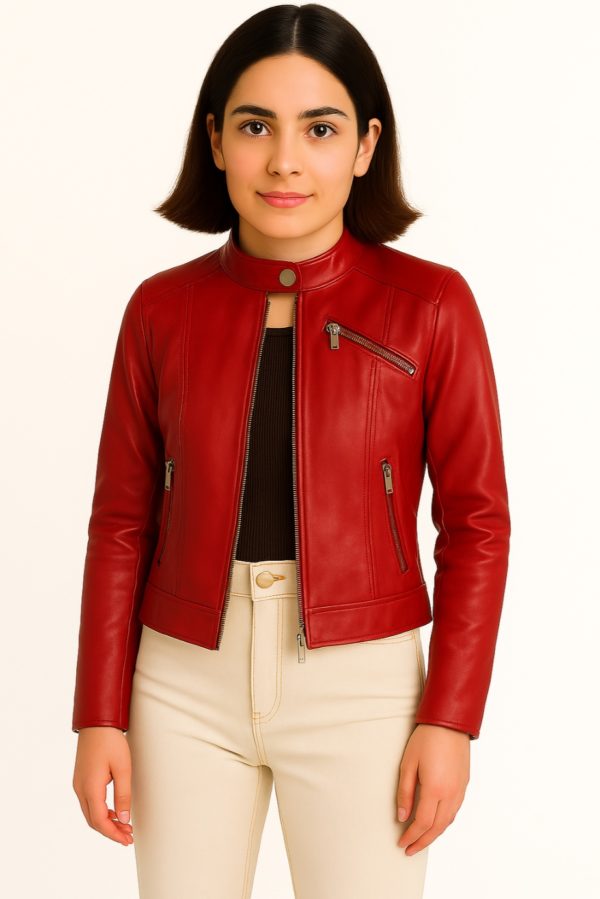 New Brown Motorcycle Leather Jacket for Women - Image 12