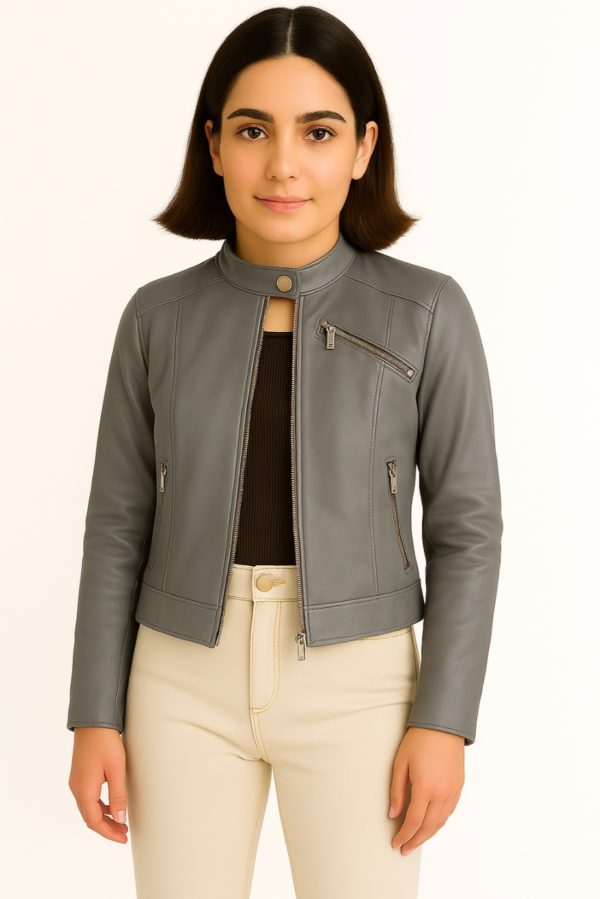 New Brown Motorcycle Leather Jacket for Women - Image 11