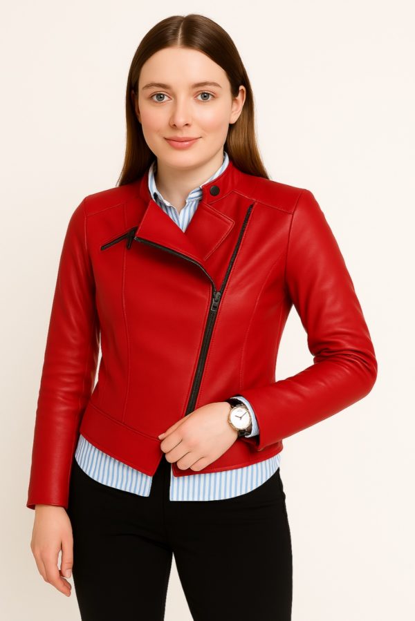 New Green Genuine Women Leather Jacket - Image 11